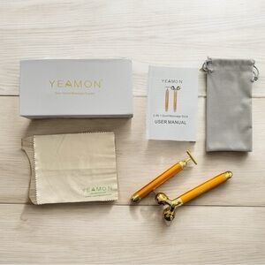 Yeamon 2-in-1 Facial Massager Golden Facial Shaper Skin Care Tool Battery NIB